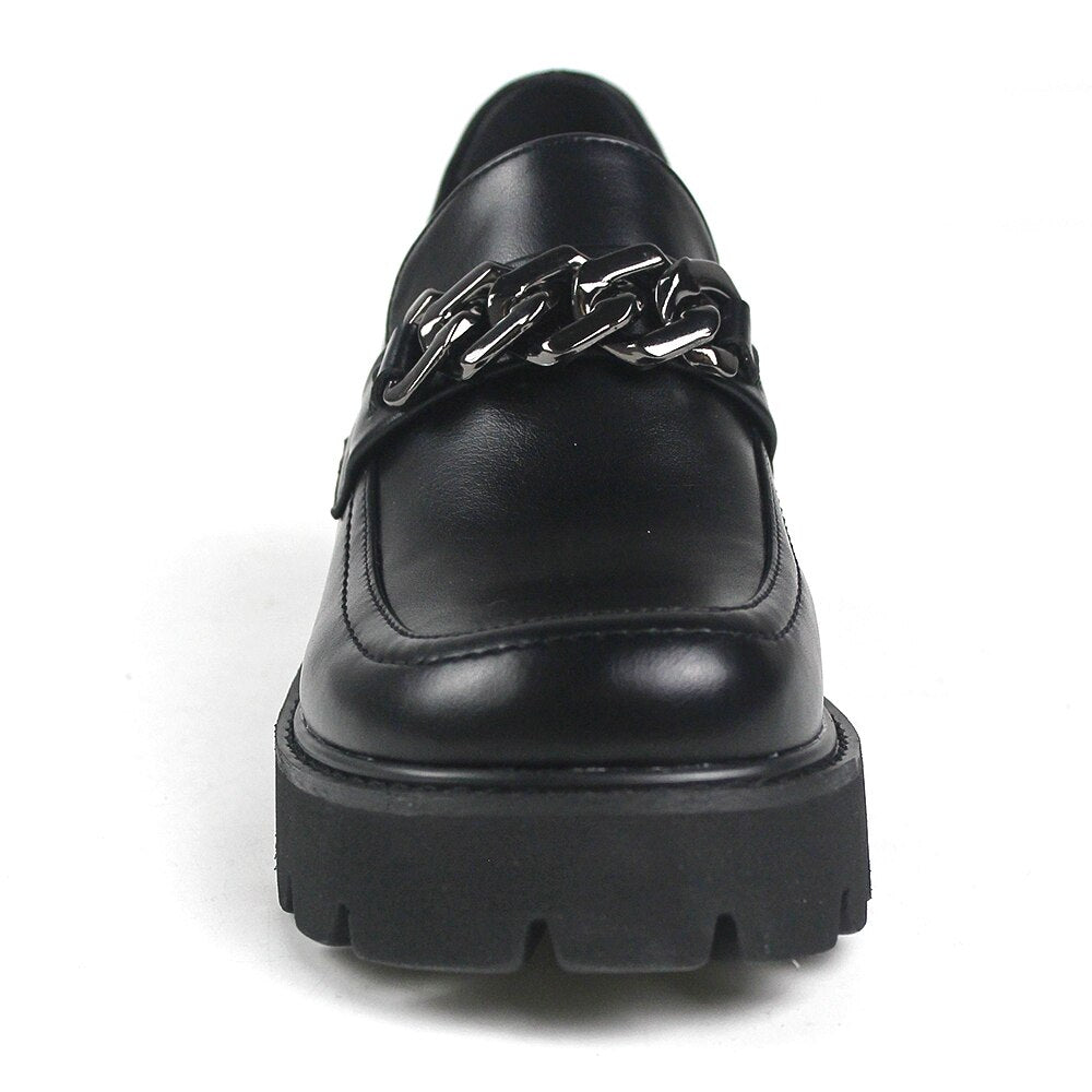 Women Vintage Loafers Chunky Genuine Leather Shoes