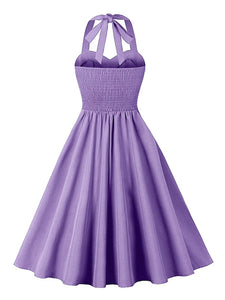 Women Retro Halter Neck Vintage Flare Dress