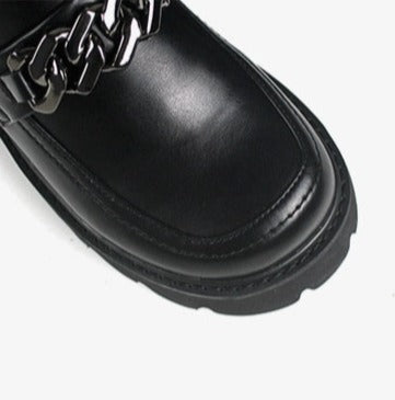 Women Vintage Loafers Chunky Genuine Leather Shoes
