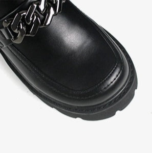 Women Vintage Loafers Chunky Genuine Leather Shoes