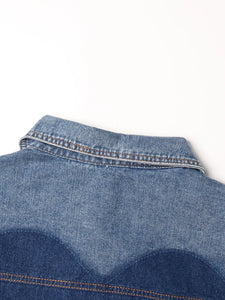 Women Floral Vintage Hollow Out Denim Jackets