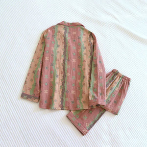 Women Vintage Knitted Cotton Pyjamas Set