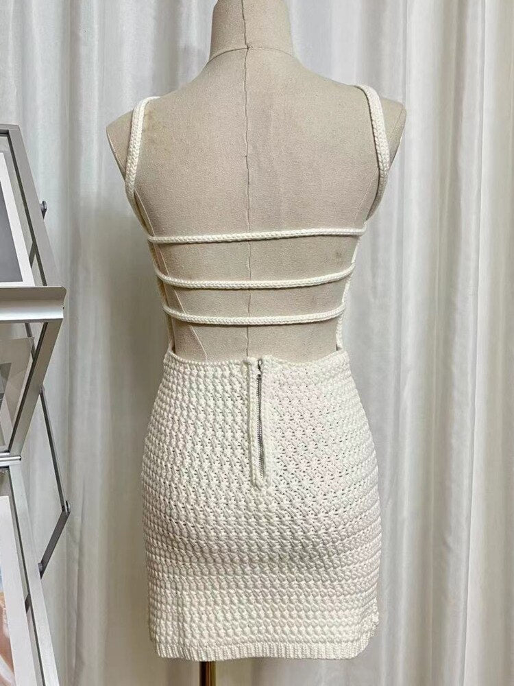 Women Vestidos Slim Robe Knitting Short Dress