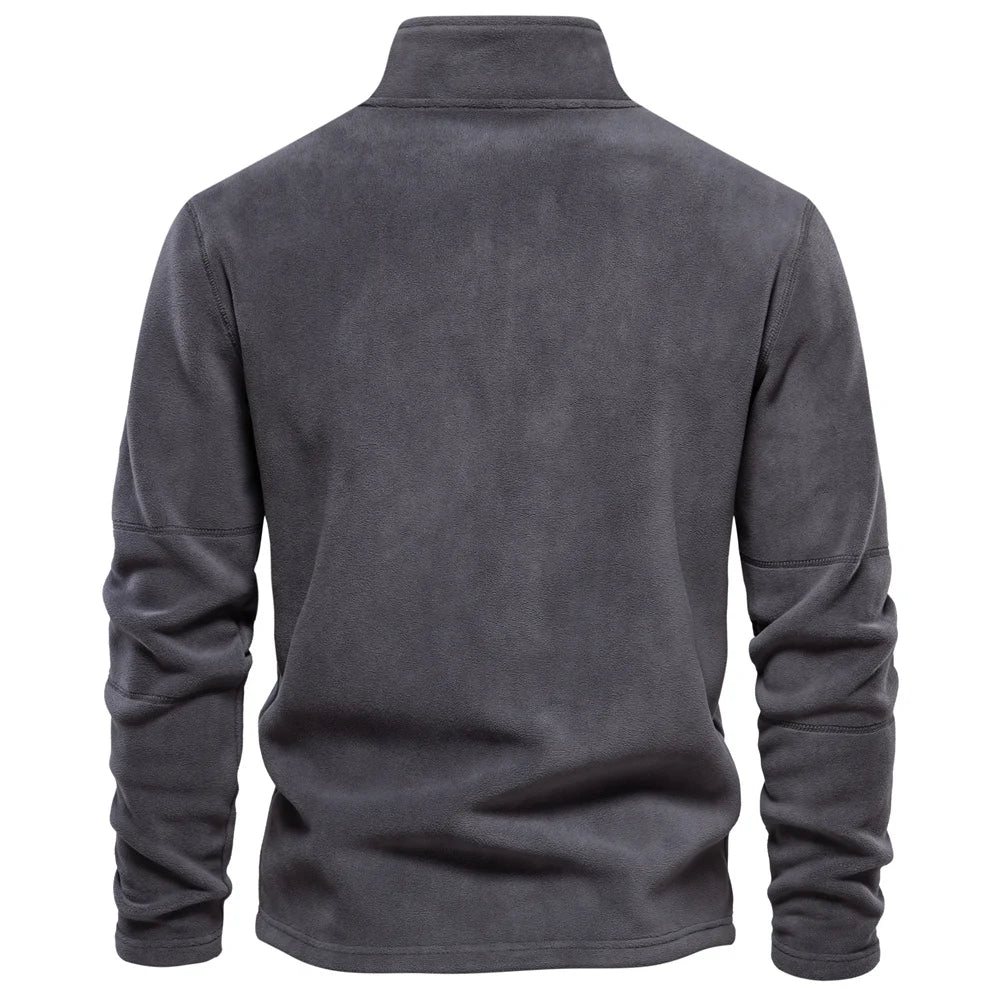 Men Zipper Neck Fleece Pullover