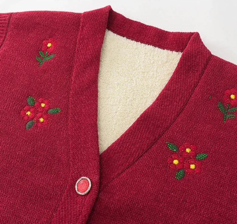 Women Vintage Floral Vest Knitted Sweater