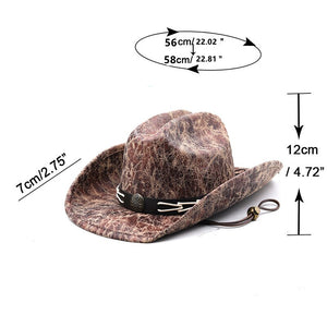 Unisex Vintage Leather Western Cowboy Hats