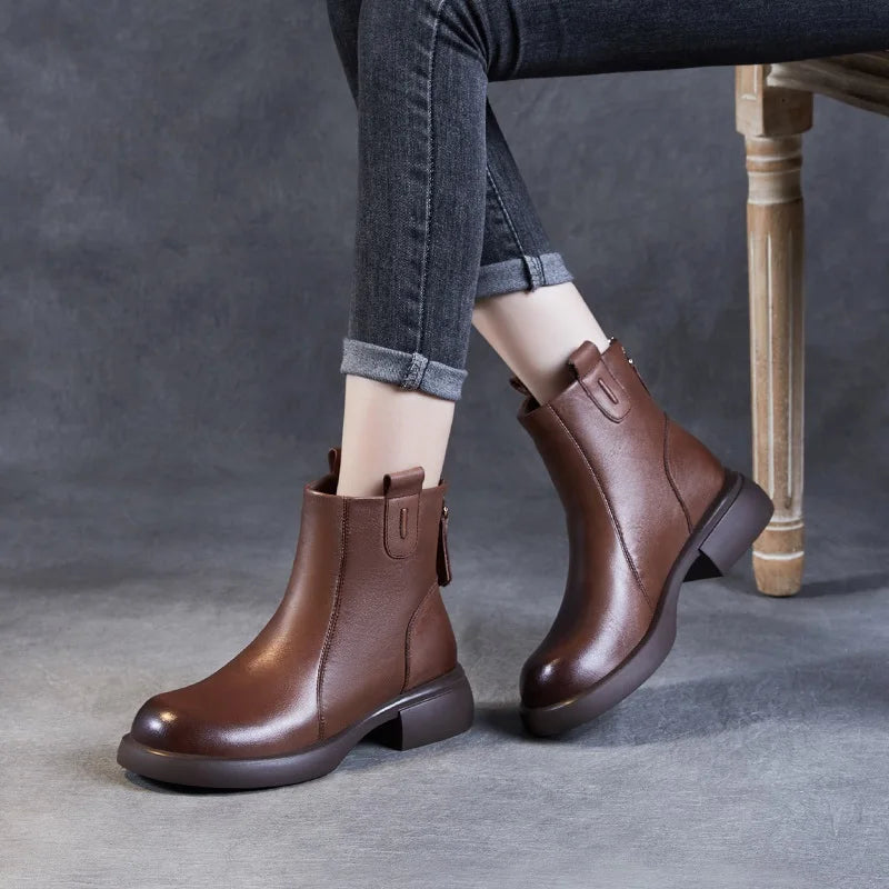 Women Handmade Genuine Leather Casual Ankle Boots