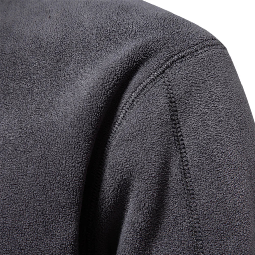 Men Zipper Neck Fleece Pullover