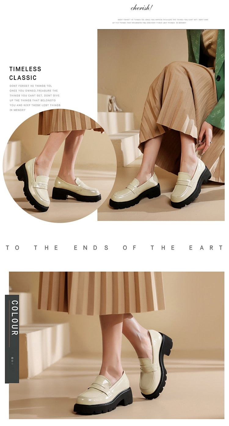Women Genuine Leather Platform British Style Shoes