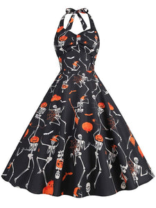 Women Halloween Costumes Vintage Midi Dress