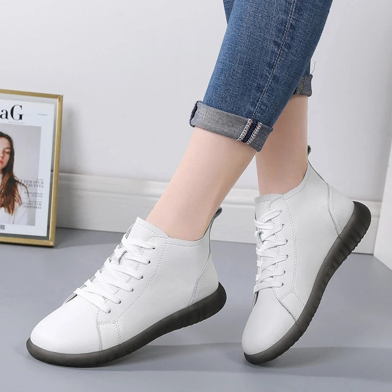 Women Genuine Leather Casual Sneakers