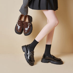 Women Genuine Leather Casual Thick-soled Shoes