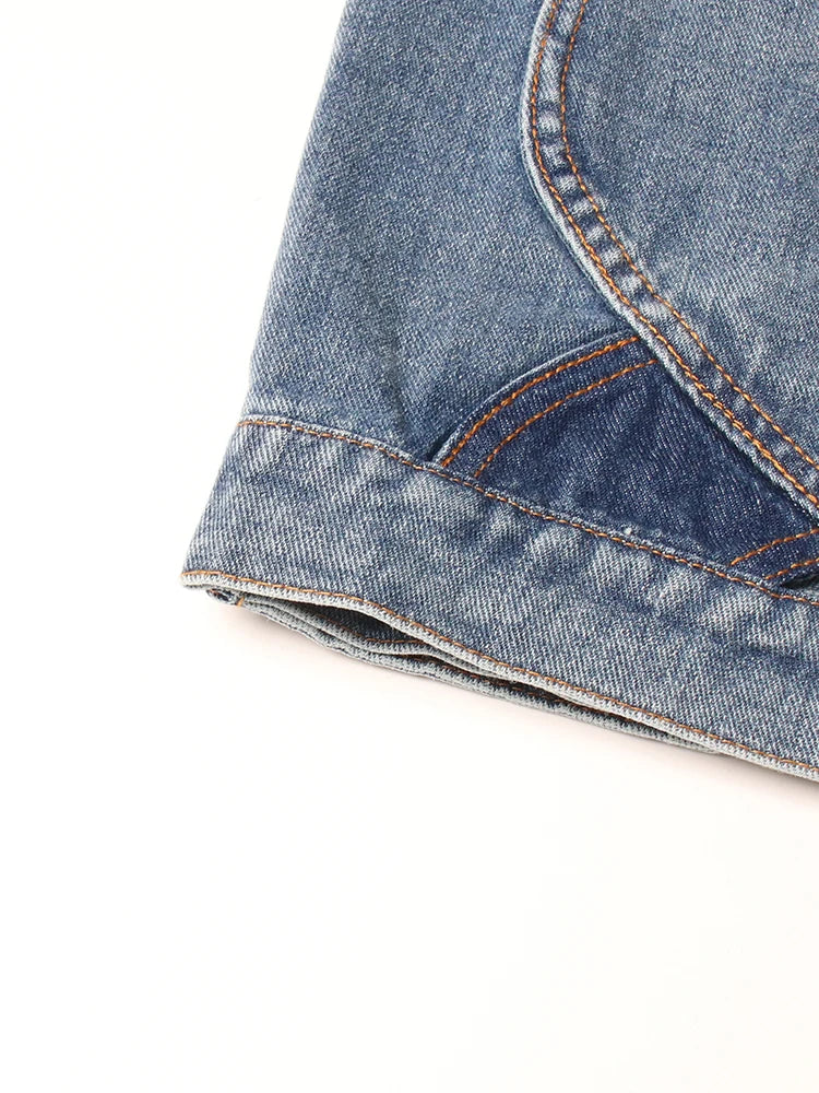Women Floral Vintage Hollow Out Denim Jackets