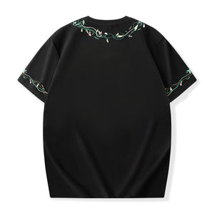 Unisex Embroidery Cotton Loose T-shirt