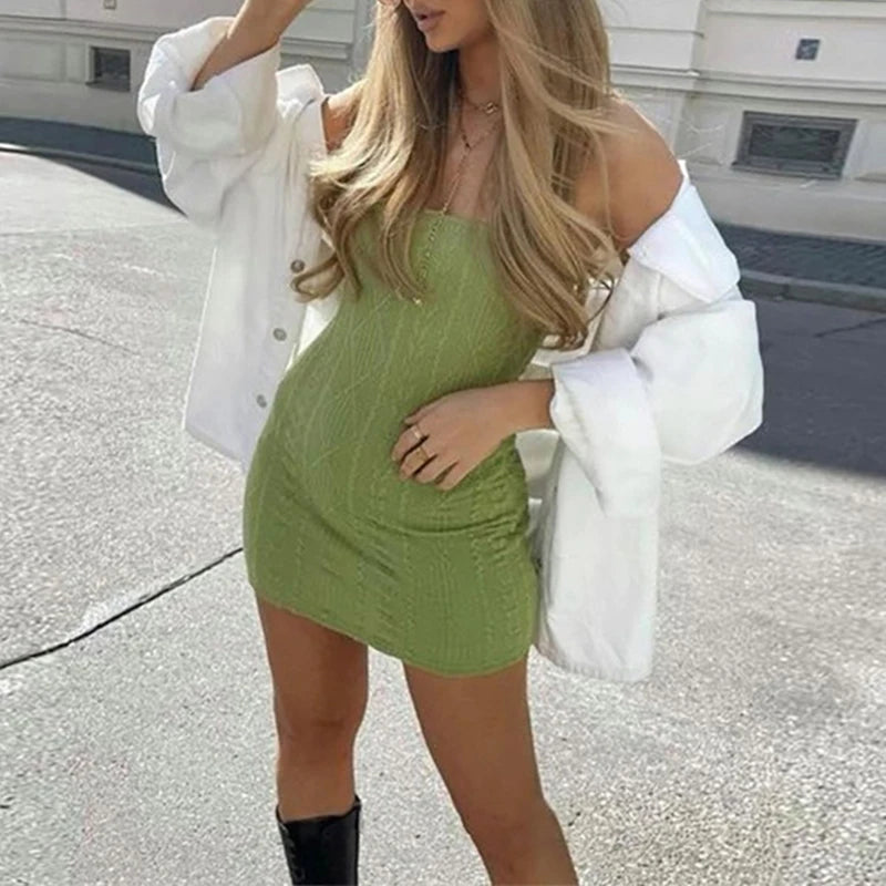 Women Casual Spaghetti Strap Bodycon Mini Dress