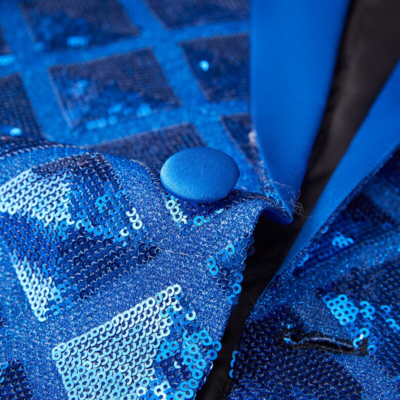 Men Square Sequin Glitter Shiny Blazer