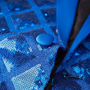 Men Square Sequin Glitter Shiny Blazer