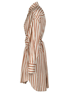 Women Striped Vintage Casual Tunic Dress