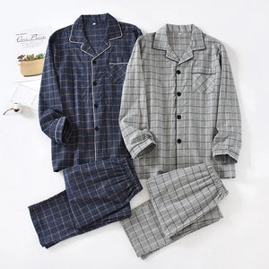 Men Retro Cotton Flannel Pyjamas Set