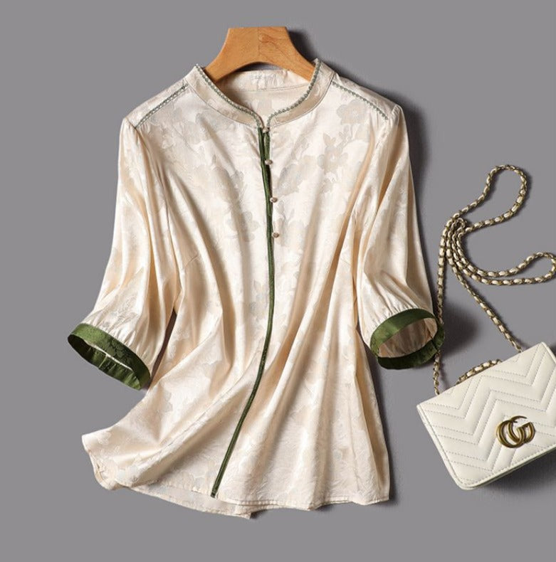 Women Floral O-Neck Korean Chic Blouses