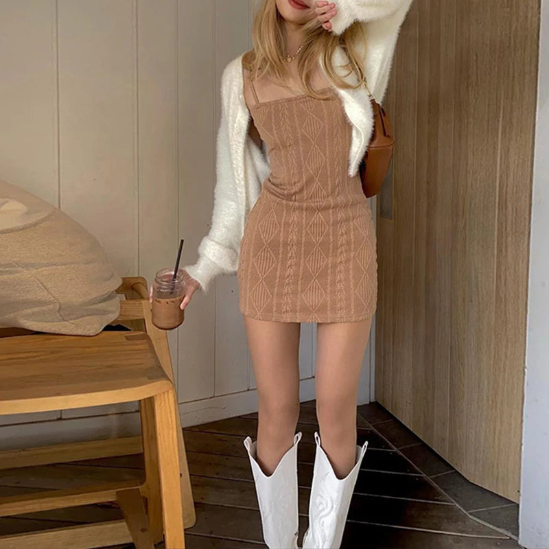 Women Casual Spaghetti Strap Bodycon Mini Dress