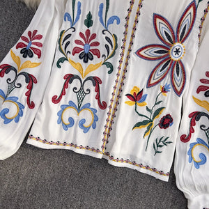 Women Embroidery Vintage Blouse