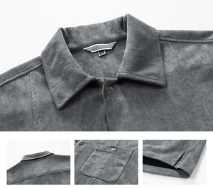 Men Casual Vintage Suede Varsity Jacket