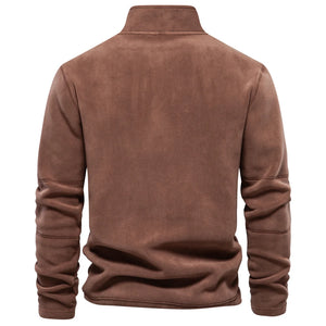 Men Zipper Neck Fleece Pullover