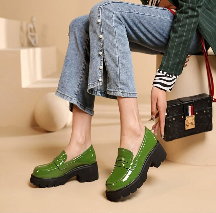Women Genuine Leather Platform British Style Shoes