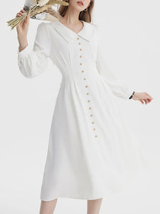 Women Vintage Lapel Single Breasted Dress