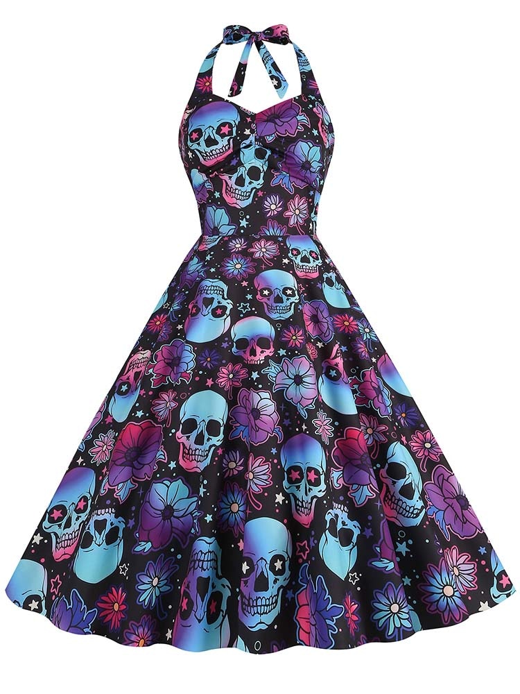 Women Halloween Costumes Vintage Midi Dress