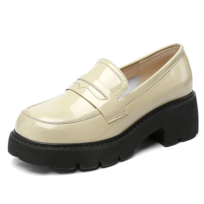 Women Genuine Leather Platform British Style Shoes