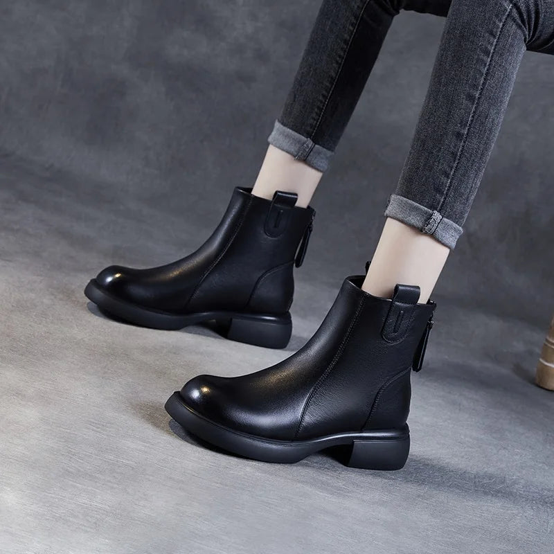 Women Handmade Genuine Leather Casual Ankle Boots