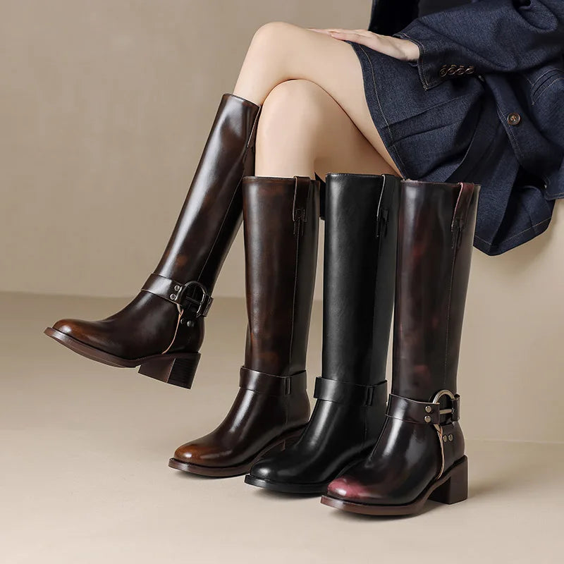 Women Genuine Leather Retro Handmade Boots