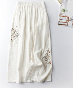 Women Retro Embroidery Loose Trousers