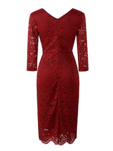 Women Floral Vintage Lace Pencil Bodycon Dress