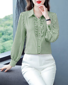 Women Silk Striped Long sleeved Shirt