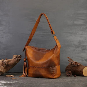 Women Retro Handmade Genuine Leather Shoulder Bag