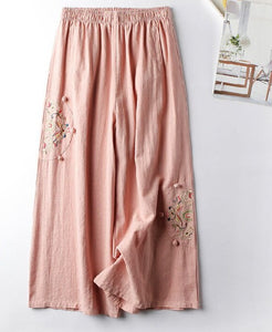 Women Retro Embroidery Loose Trousers