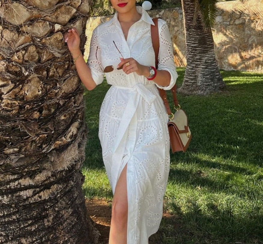 Woman Cotton Casual White Dress