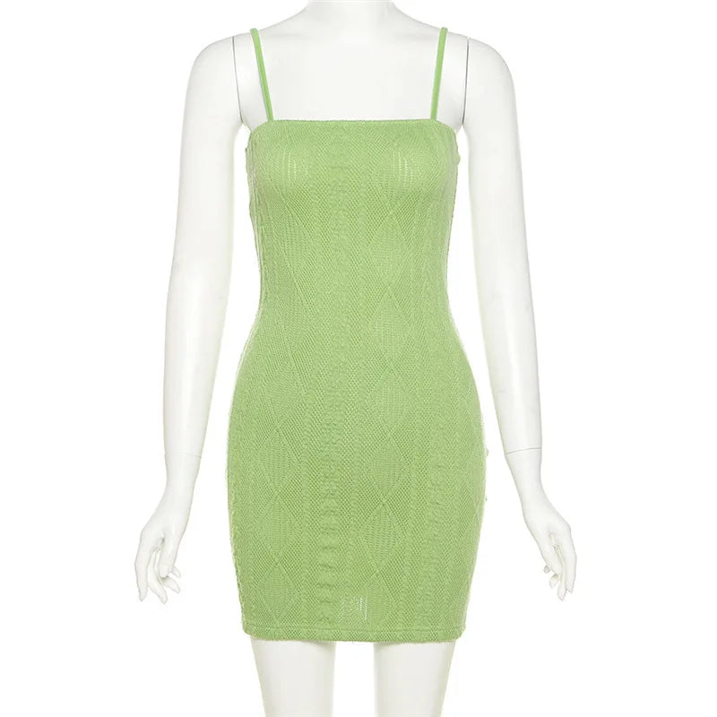 Women Casual Spaghetti Strap Bodycon Mini Dress