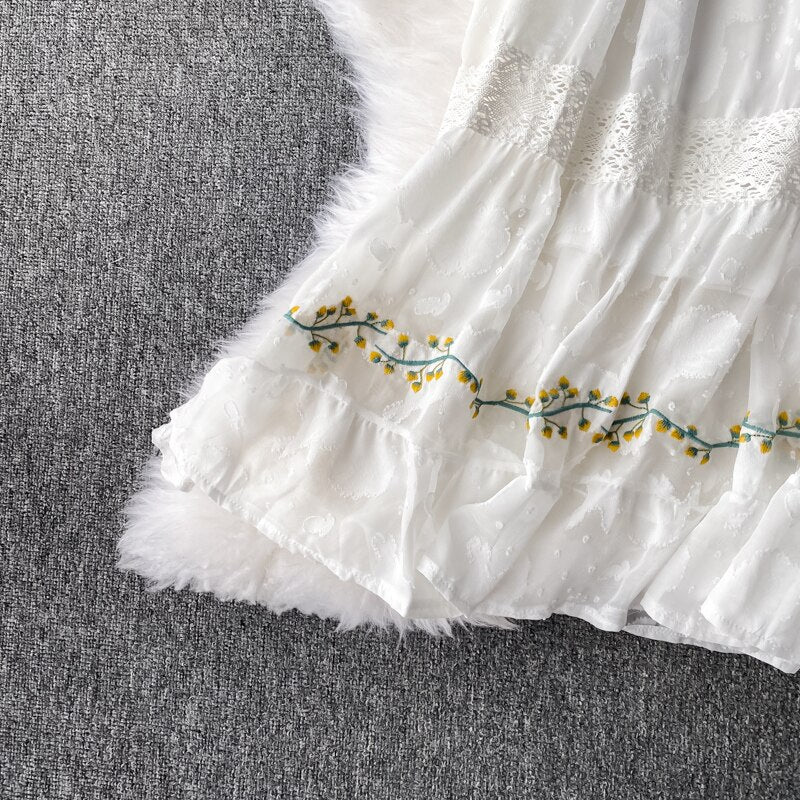 Women Chic Embroidered Vintage Dress