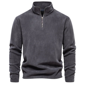 Men Zipper Neck Fleece Pullover