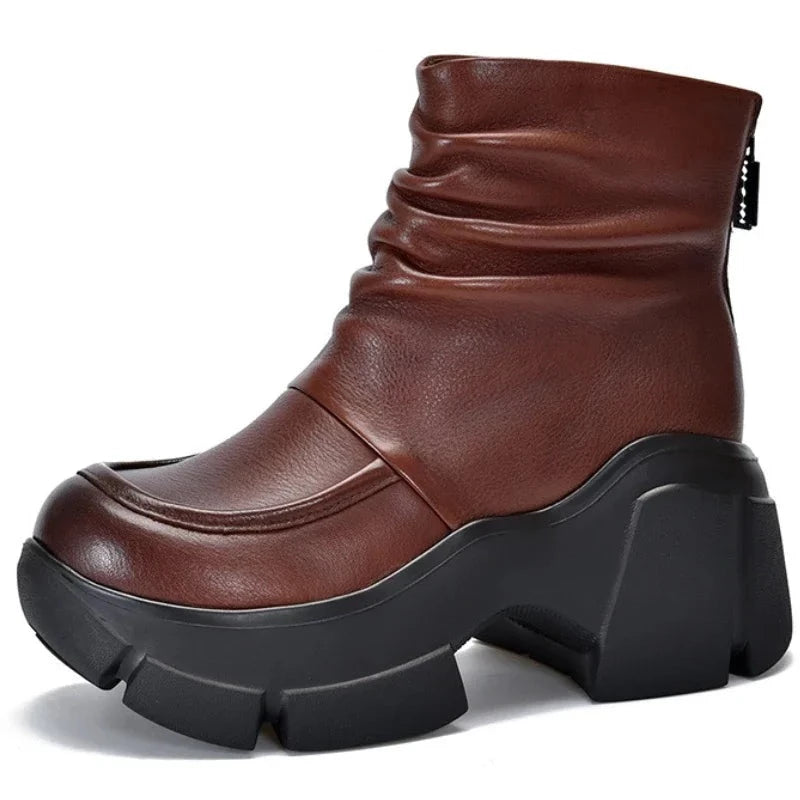 Women Handmade Genuine Leather Motorcycle Boots
