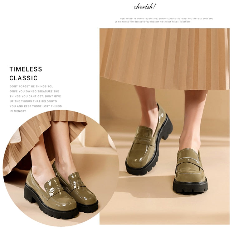 Women Genuine Leather Platform British Style Shoes