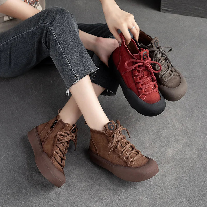 Women Genuine Leather Loafer Chunky Sneakers
