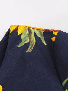 Women Floral A Line Vintage Cotton Dress