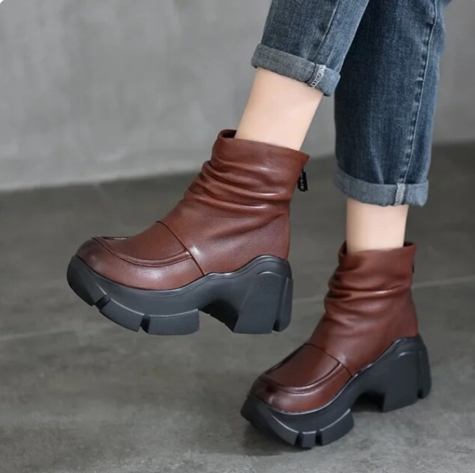 Women Handmade Genuine Leather Motorcycle Boots