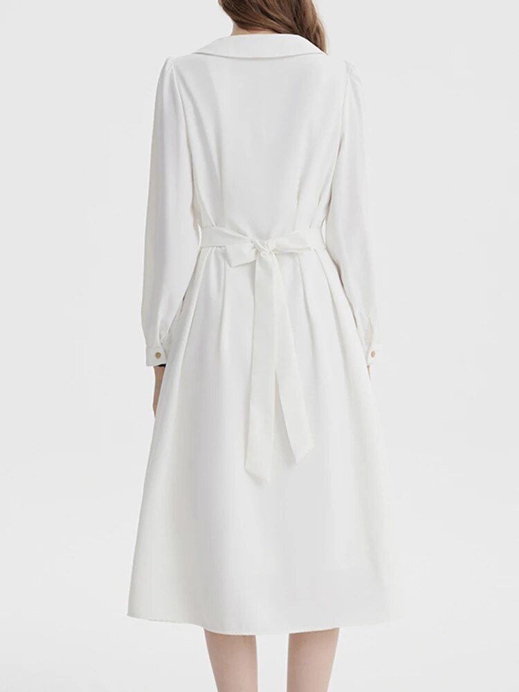 Women Vintage Lapel Single Breasted Dress