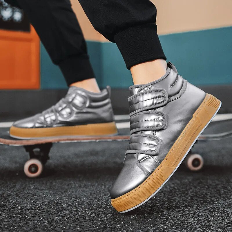 Men Casual Ankle Hook Loop Skateboard Boots